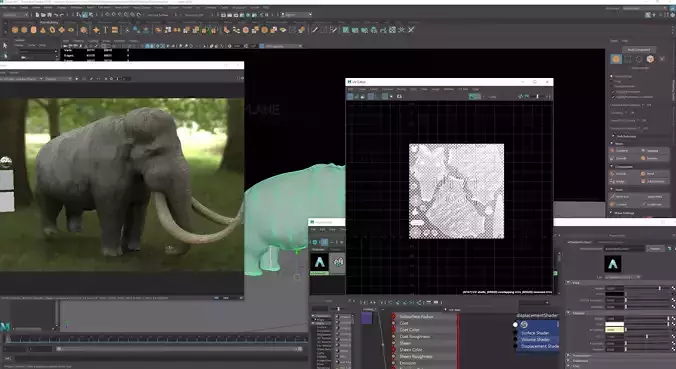 Mammoth elephant on computer screen