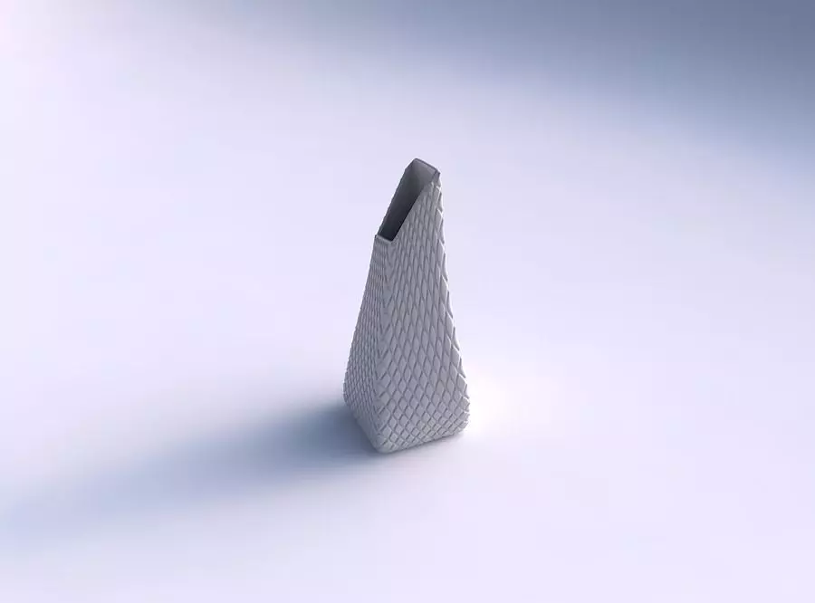 Vase top bent rectangle with diagonal grid 3D print model