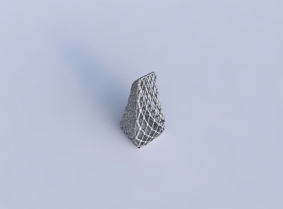 Vase top bent rectangle with diagonal grid lattice 3D print model_6