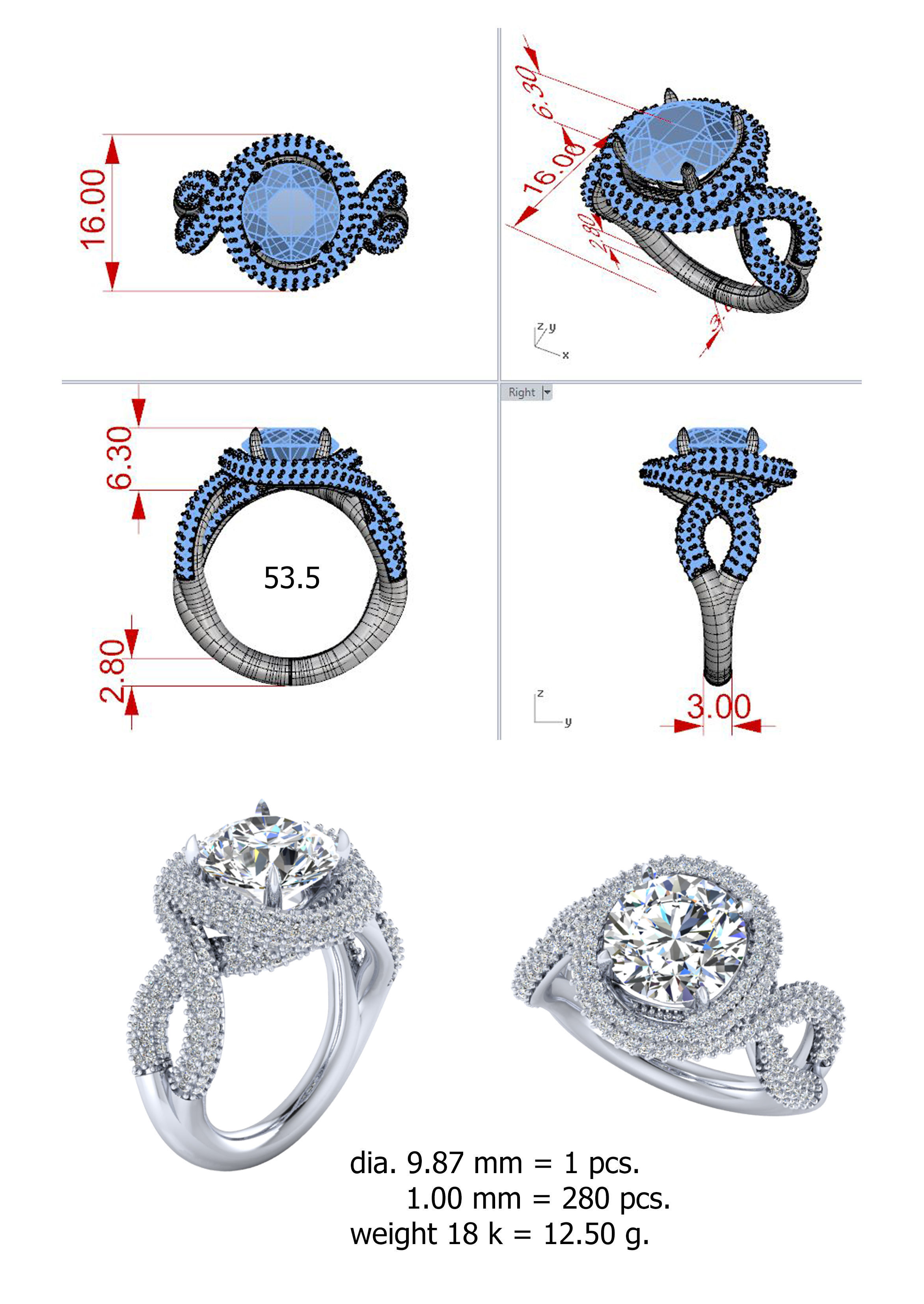 diamond ring 3D print model_2