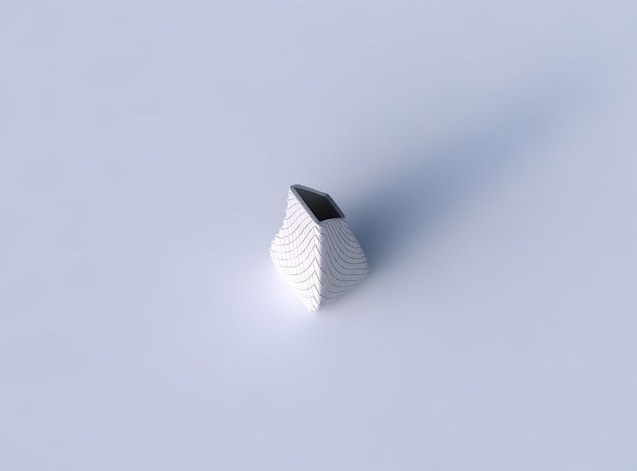 Vase top bent rectangle with diagonal grid plates 3D print model_2