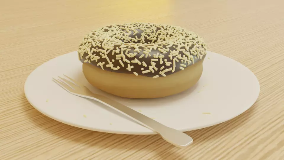 Donut on a Plate Free 3D model