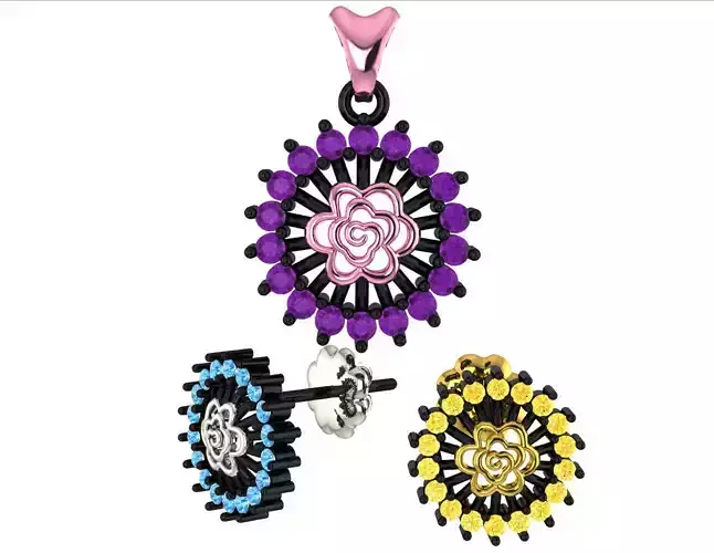  pendant and earrings