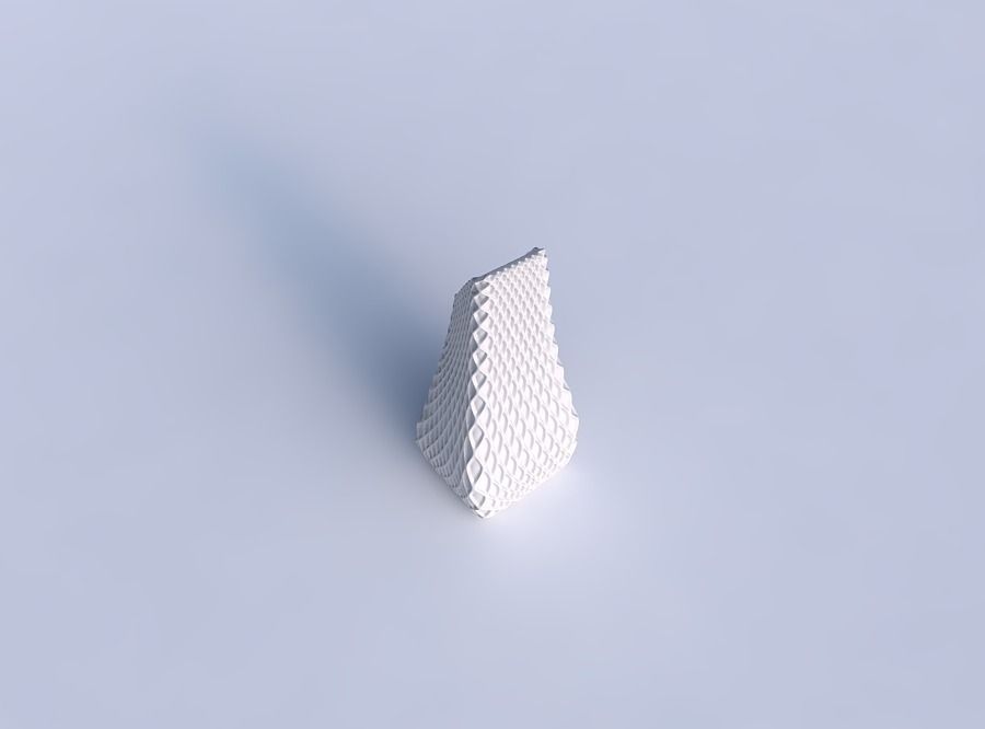 Vase top bent rectangle with grid piramides 2 3D print model_1