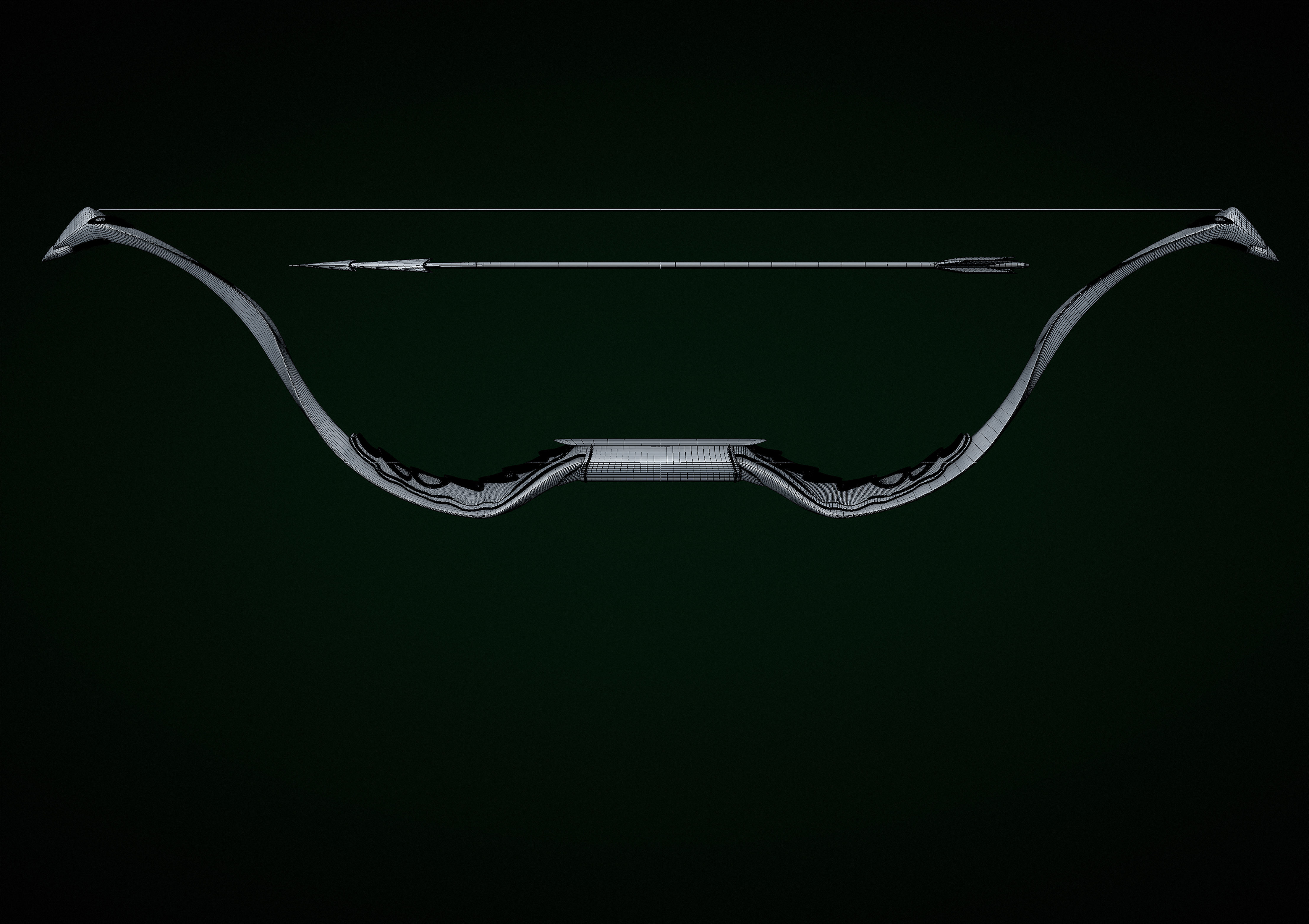 hobbit bow Low-poly 3D model_10