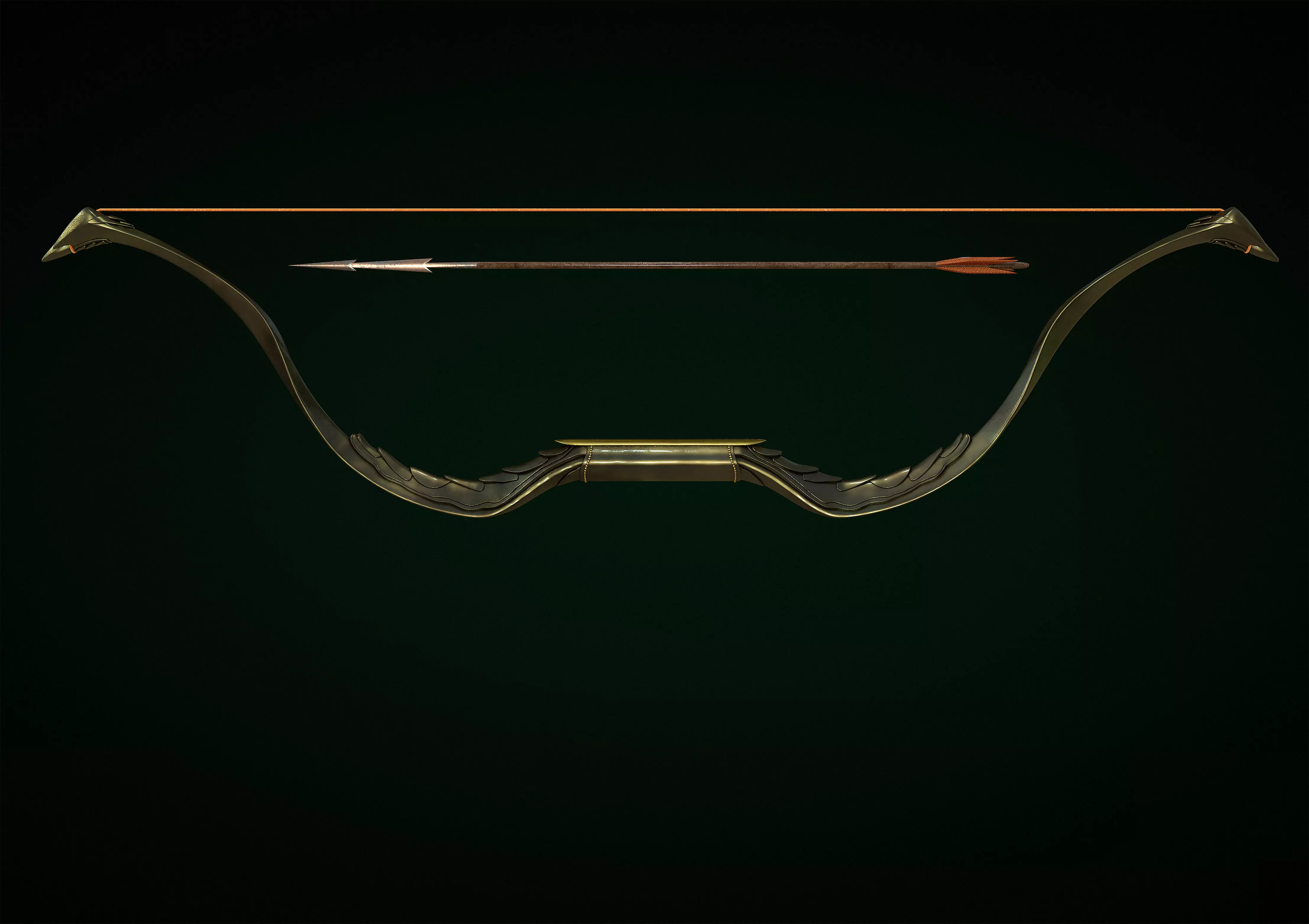 hobbit bow Low-poly 3D model_0