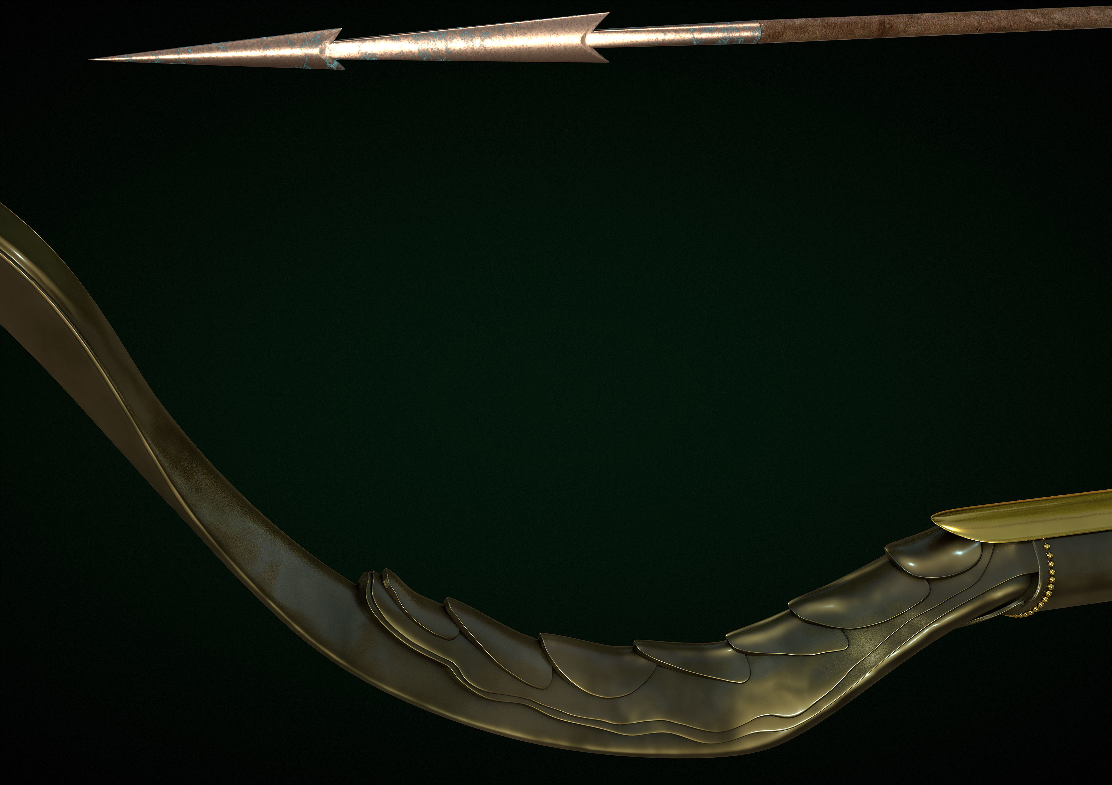 hobbit bow Low-poly 3D model_5