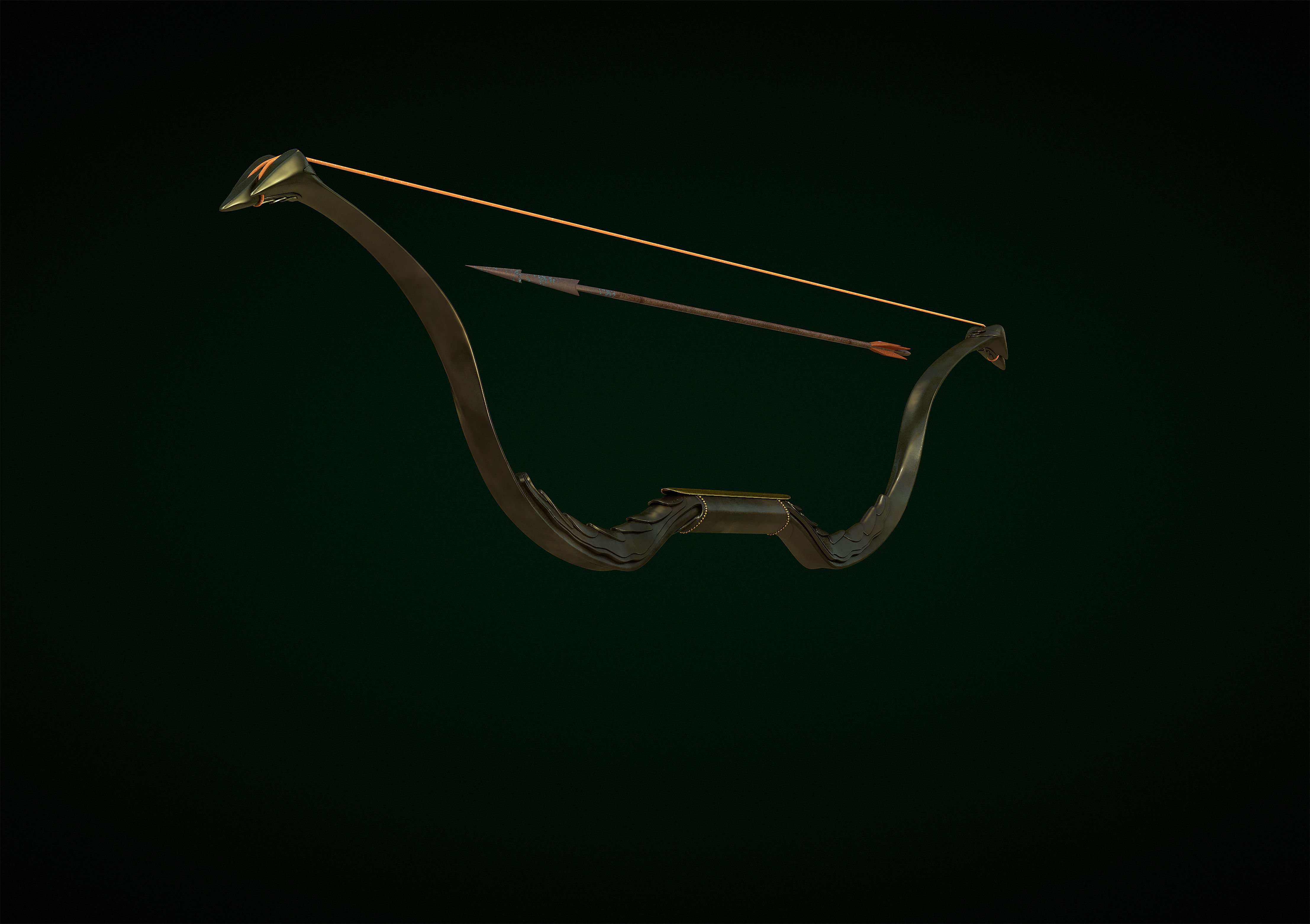 hobbit bow Low-poly 3D model_1