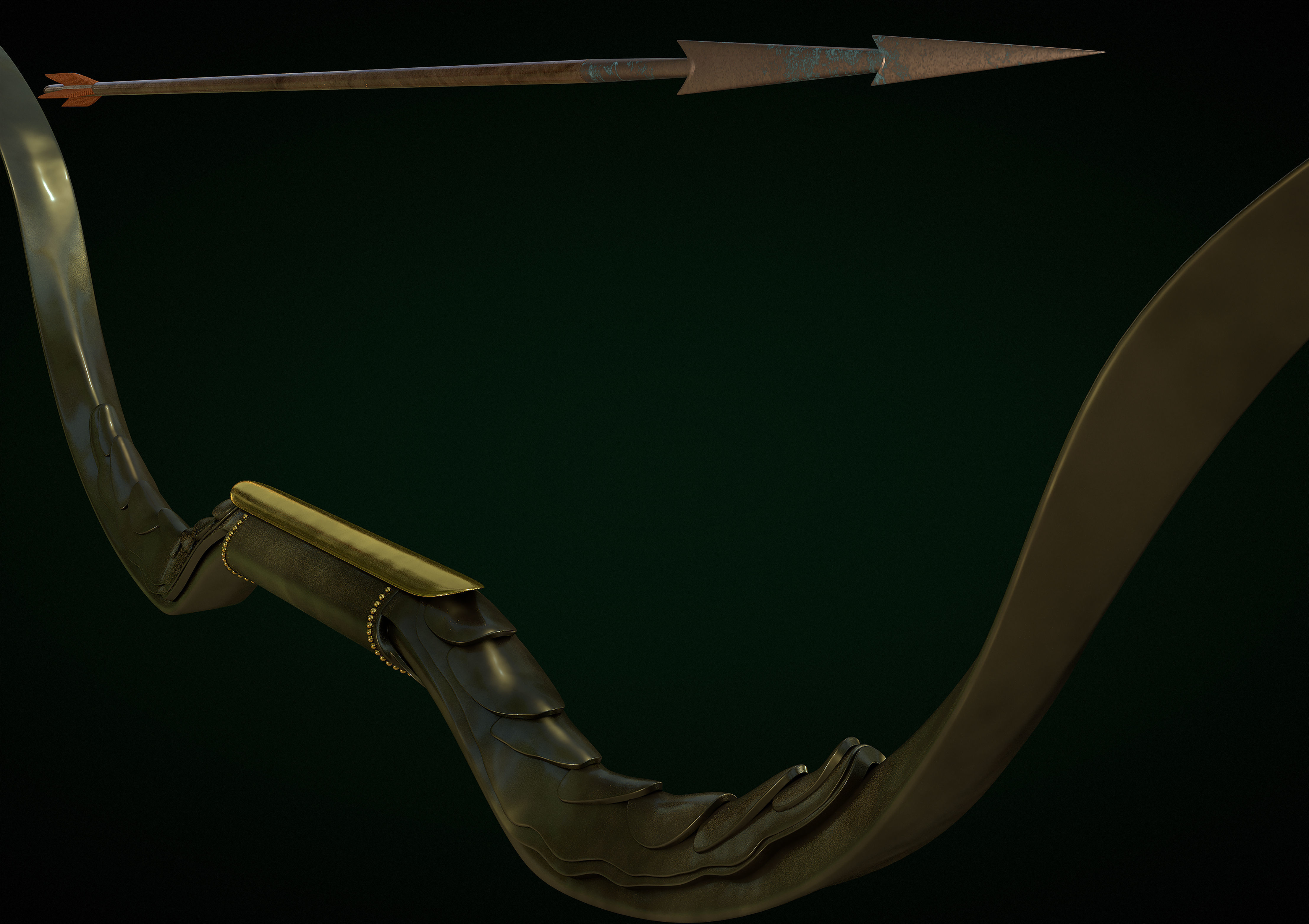 hobbit bow Low-poly 3D model_6