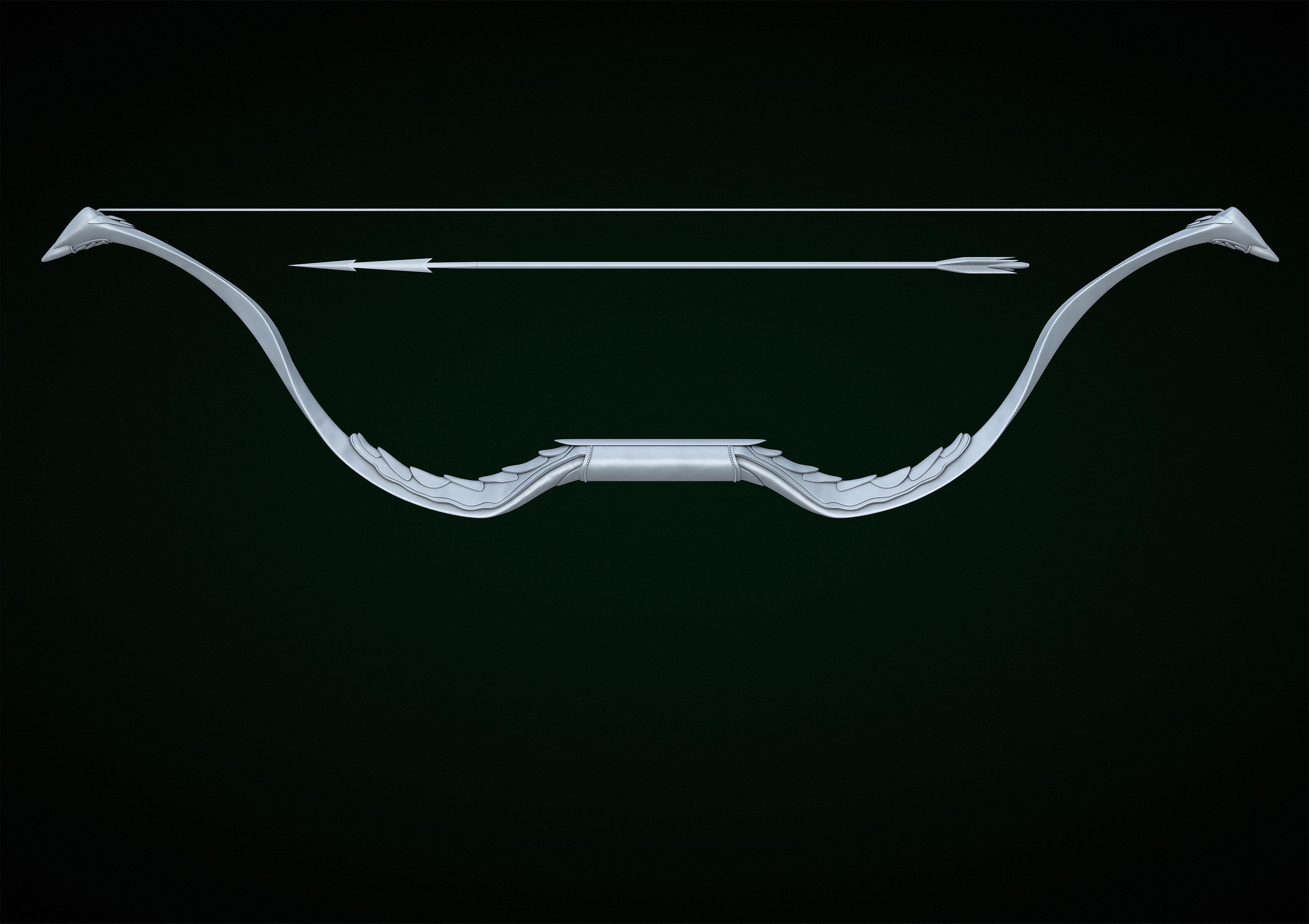 hobbit bow Low-poly 3D model_8