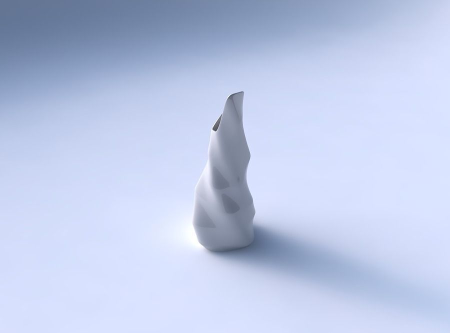 Vase top bent rectangle with horizontal sections 3D print model_3