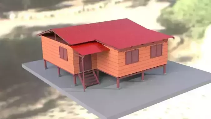 Malaysia House Lowpoly Low-poly 3D model