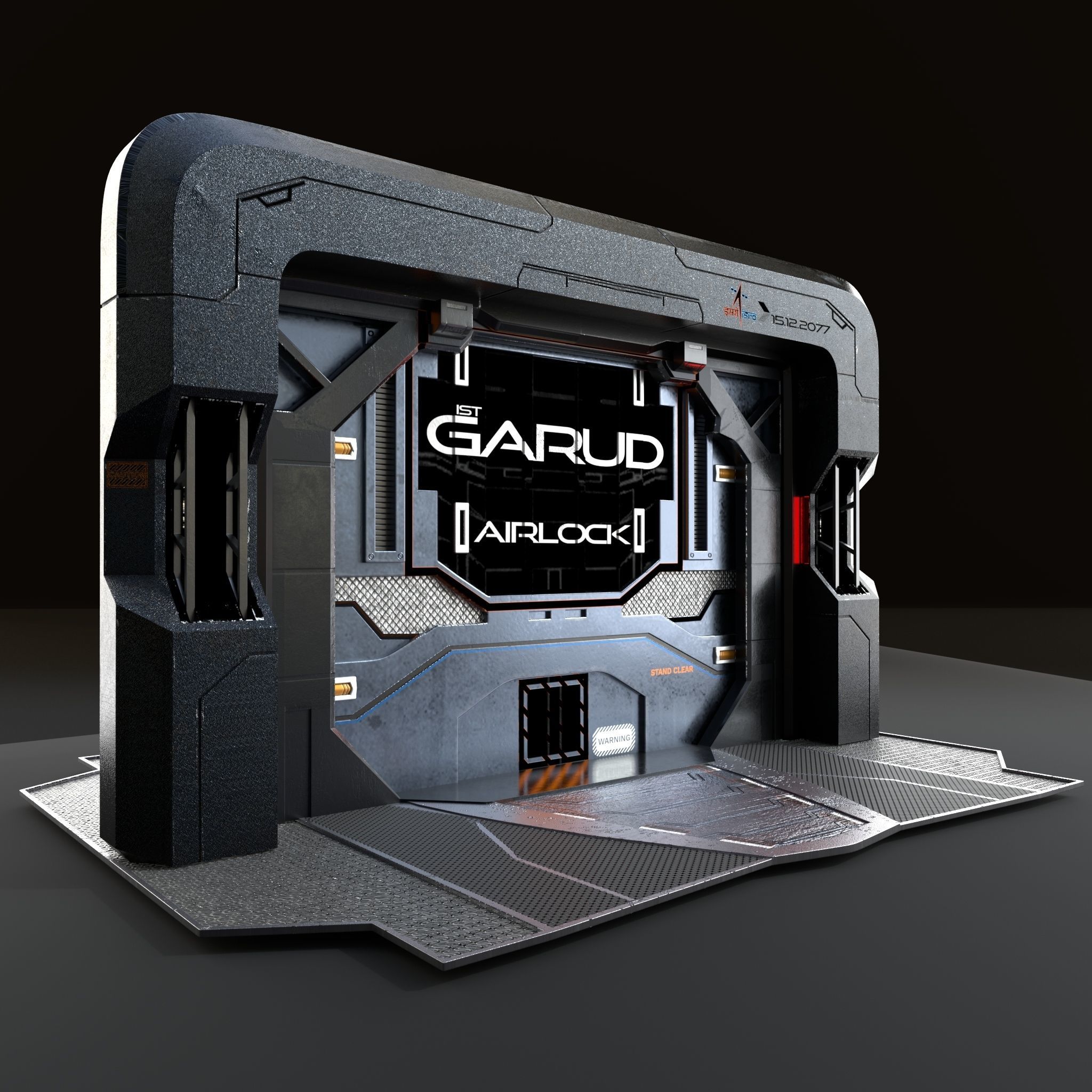 Sci-fi Airlock Gate Low-poly 3D model_5