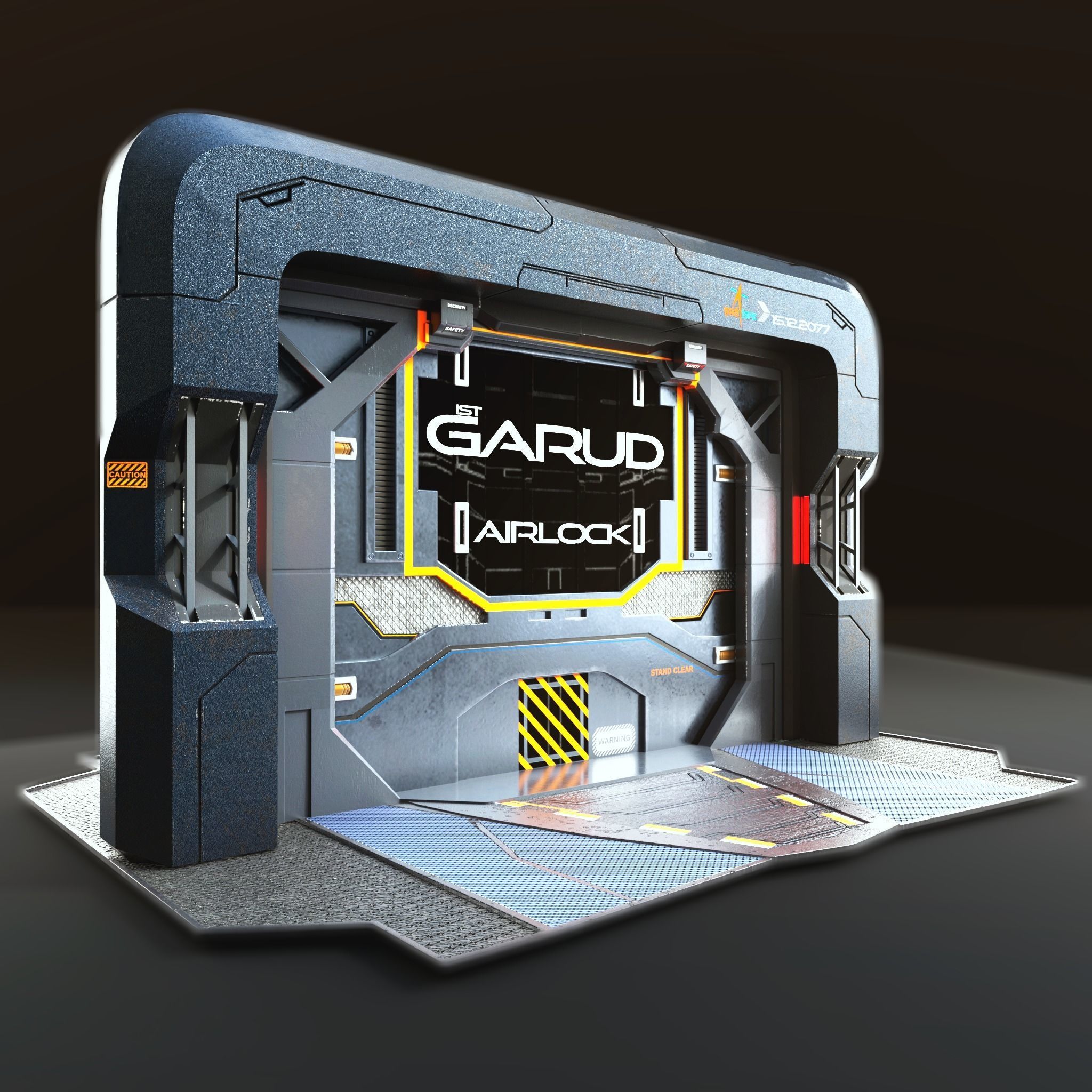 Sci-fi Airlock Gate Low-poly 3D model_1