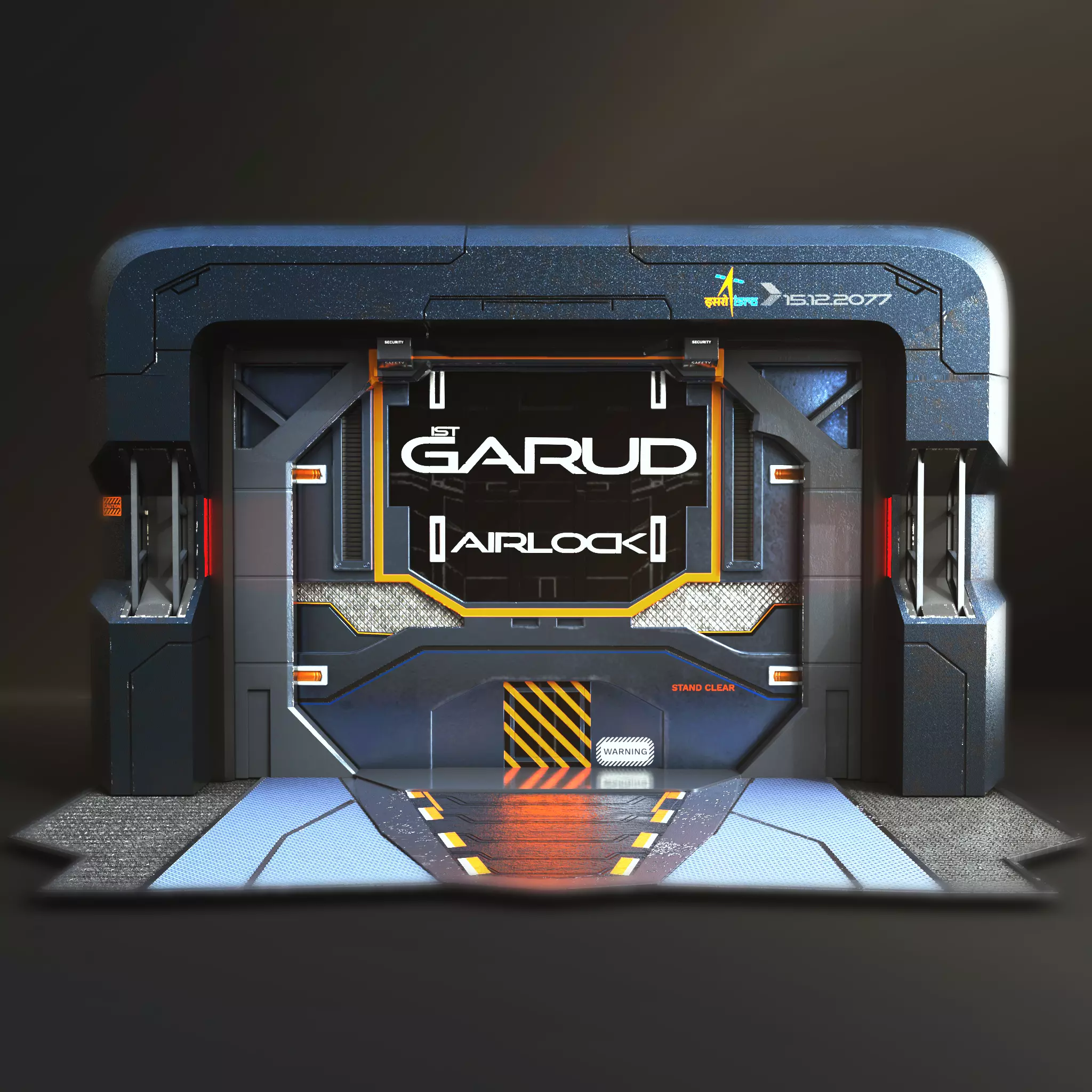 Sci-fi Airlock Gate Low-poly 3D model_0