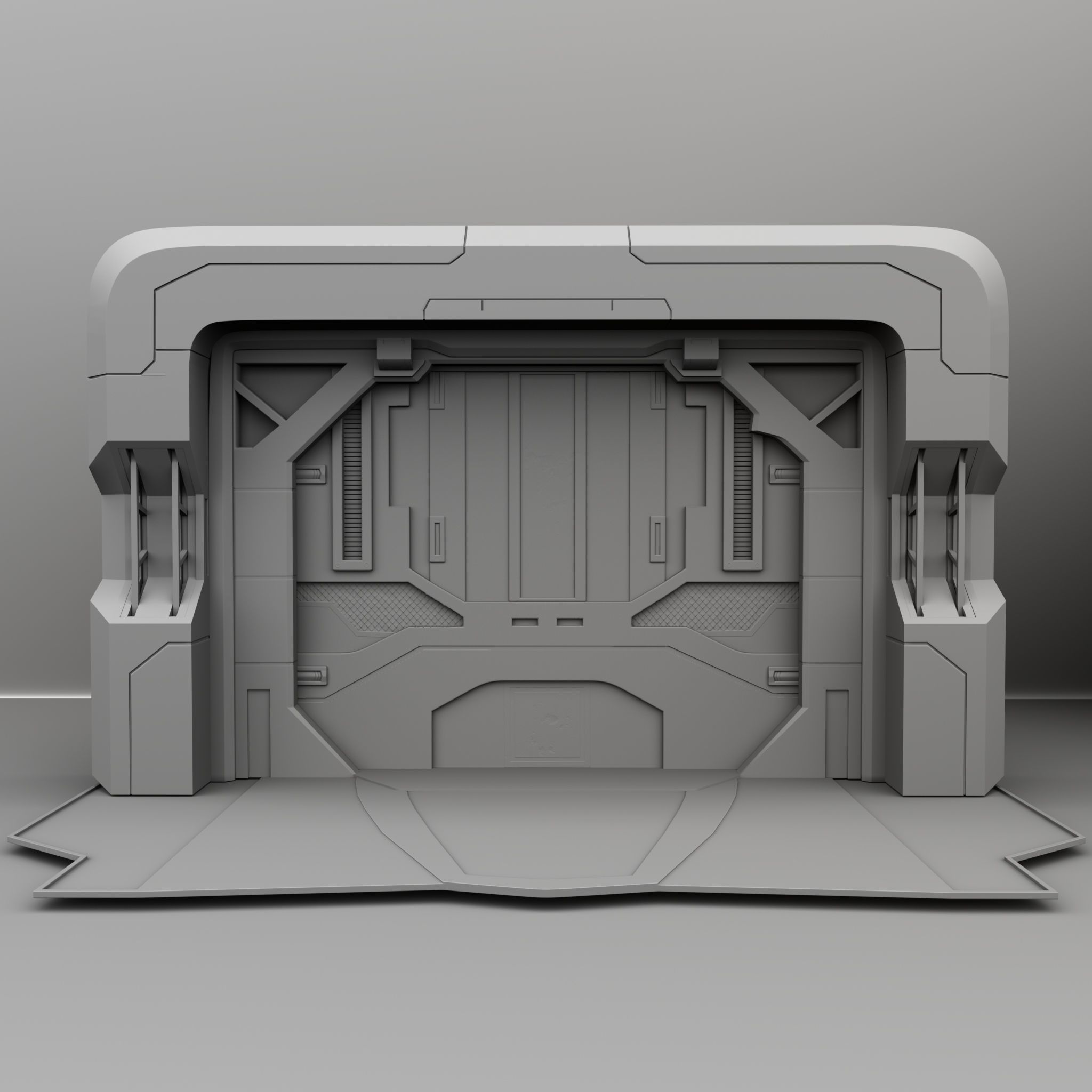 Sci-fi Airlock Gate Low-poly 3D model_2