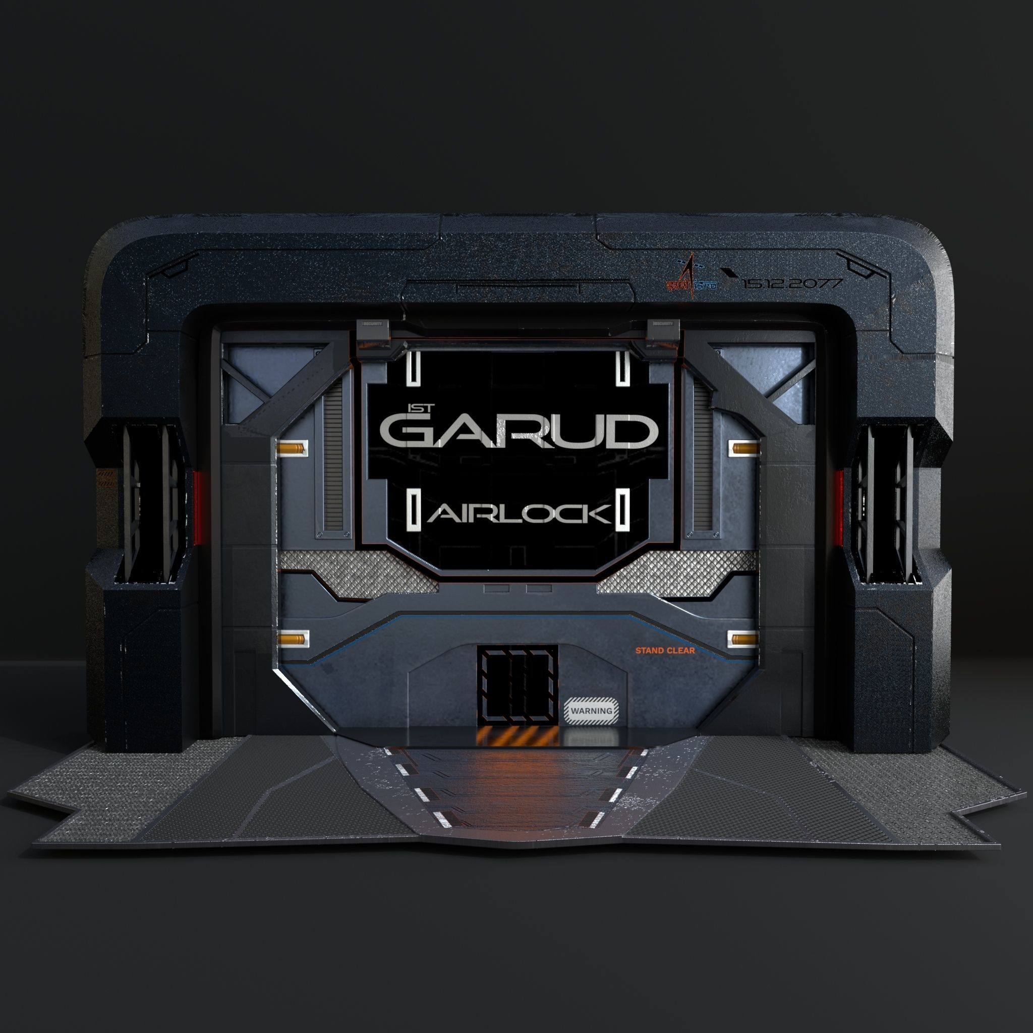 Sci-fi Airlock Gate Low-poly 3D model_4