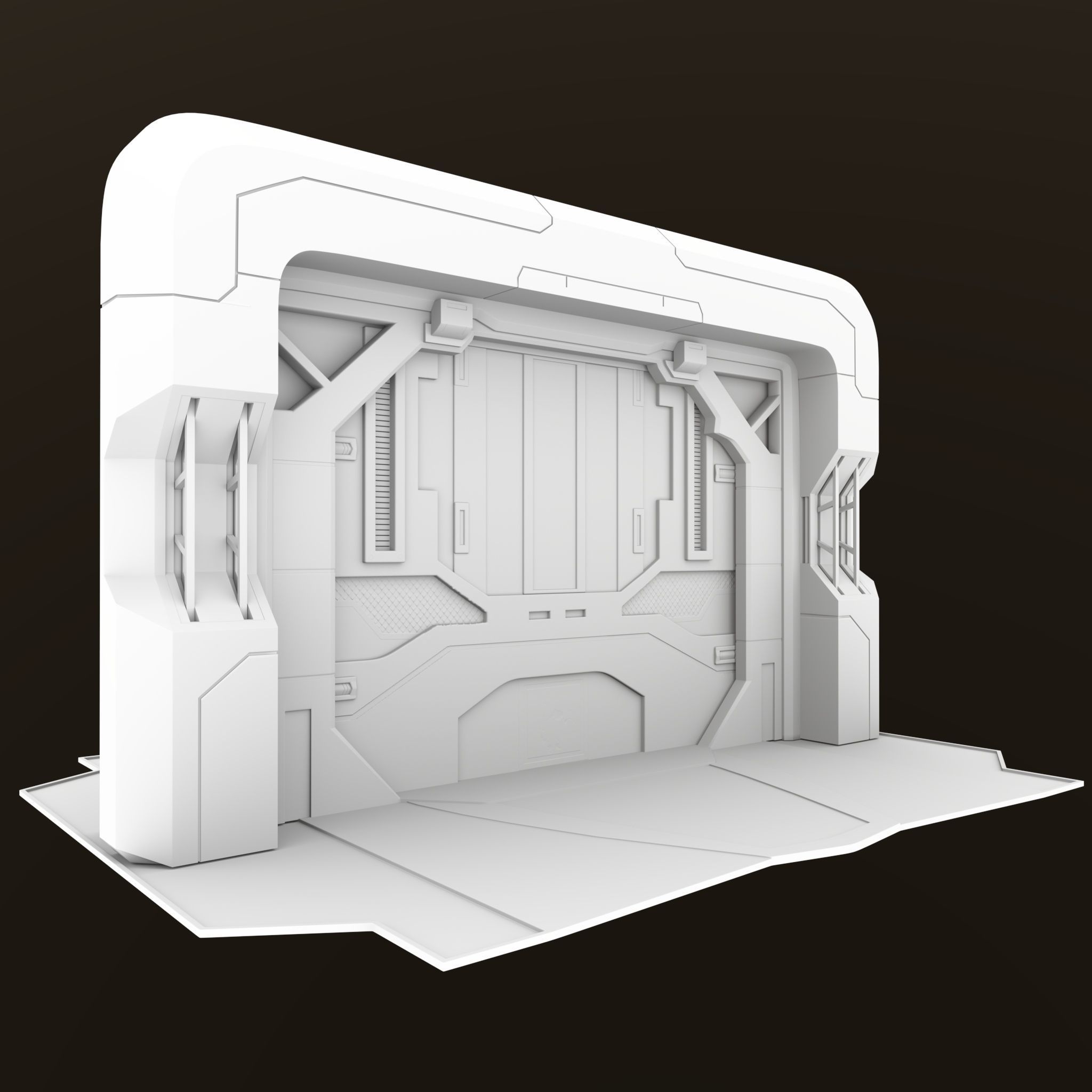 Sci-fi Airlock Gate Low-poly 3D model_3