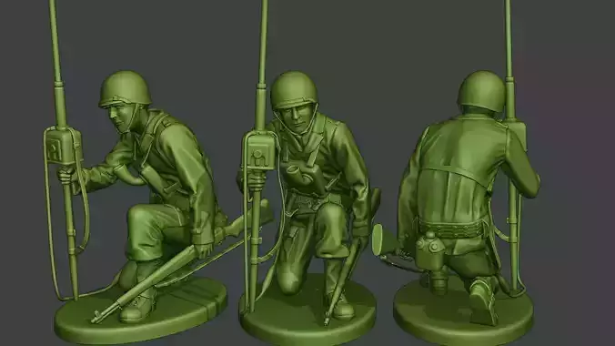 American engineer soldier ww2 Crouch2 A9 3D print model