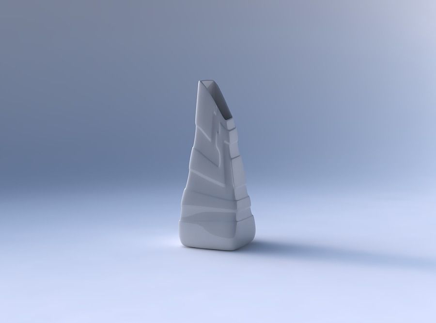 Vase top bent rectangle with smooth ribbons 3D print model_4