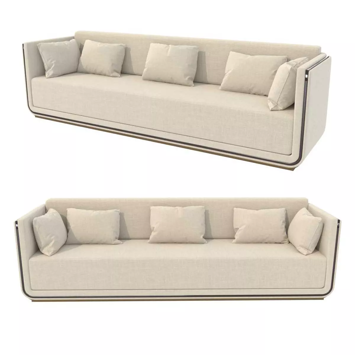 Custom made beige sofa 3D model_0