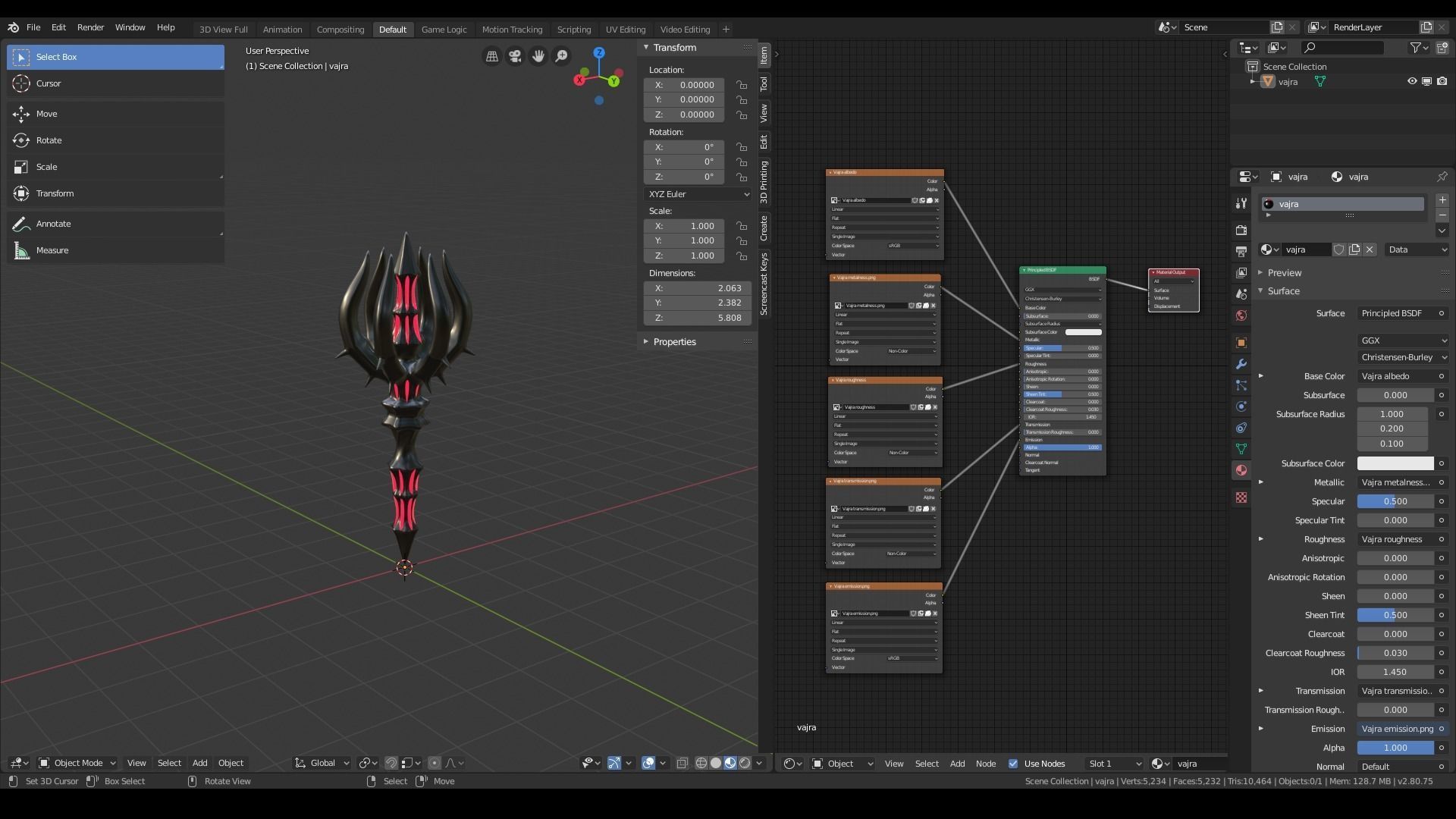 Magic Staff and Artifact Low-poly 3D model_7