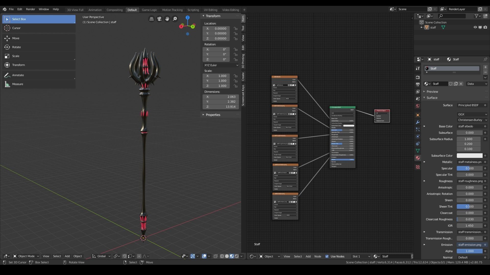 Magic Staff and Artifact Low-poly 3D model_6