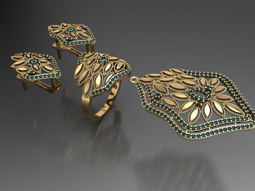 Z59- Diamond set 3D print model_4