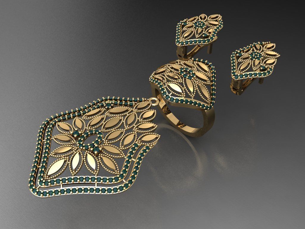 Z59- Diamond set 3D print model_3