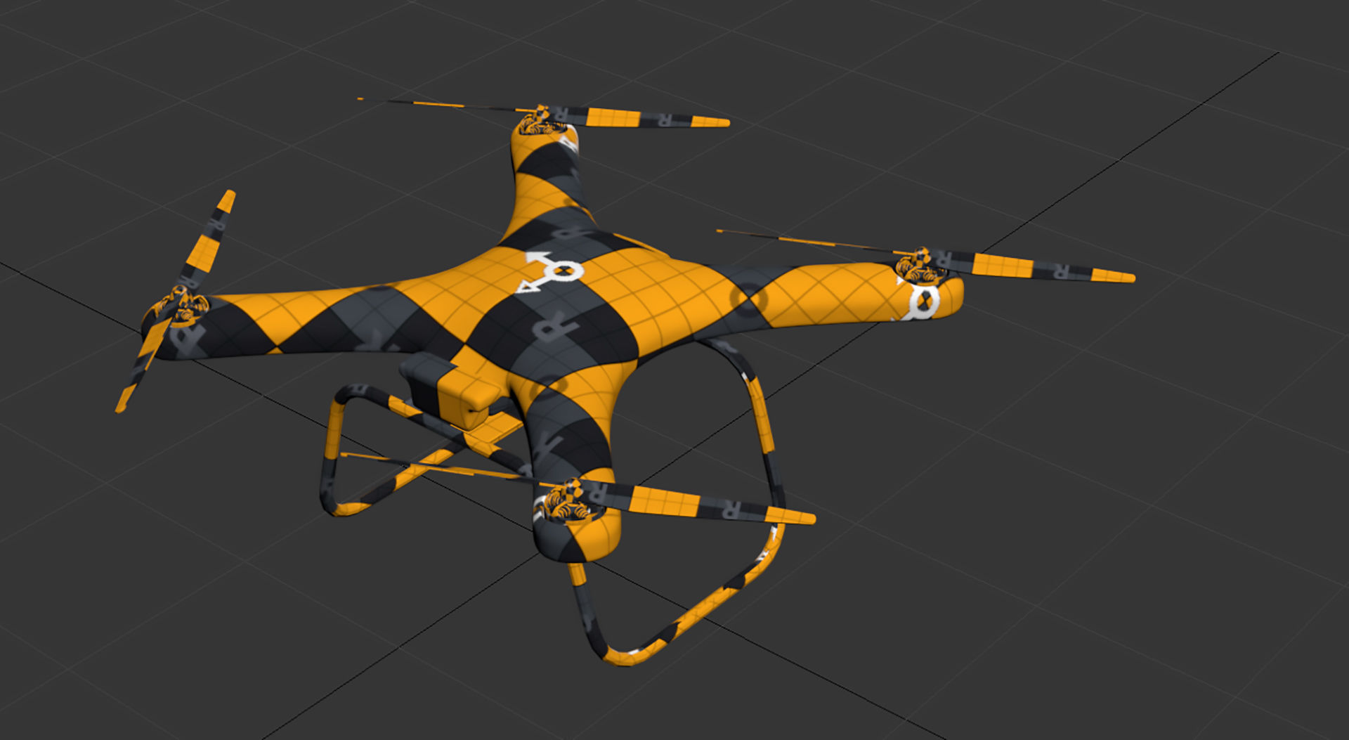 Quadrocopter drone Low-poly 3D model_6