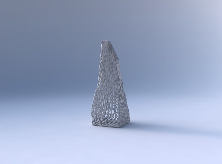 Vase top bent rectangle with twisted lattice tiles 3D print model_4