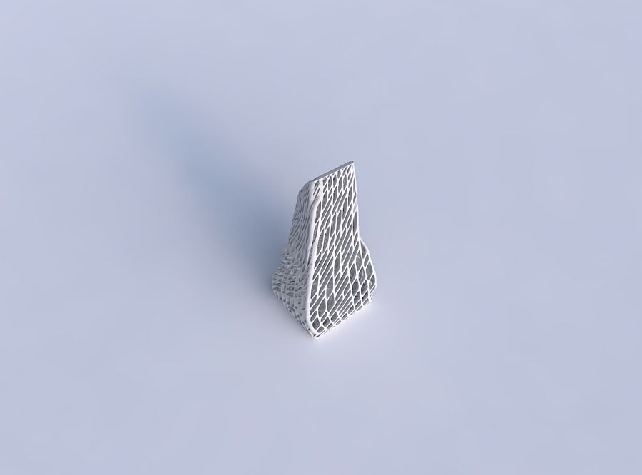 Vase top bent rectangle with twisted lattice tiles 3D print model_1