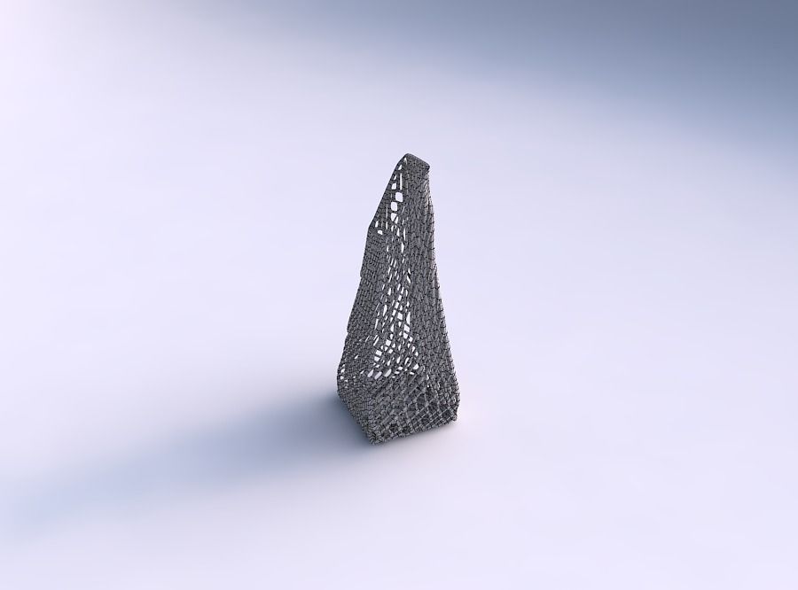Vase top bent rectangle with twisted lattice tiles 3D print model_5