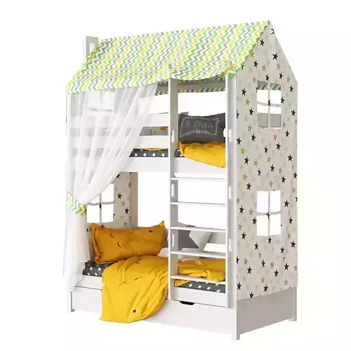 Childrens bed 2 tiered house Madrid Set 2