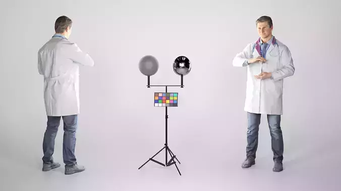 Man in medical uniform posing for commercial 202