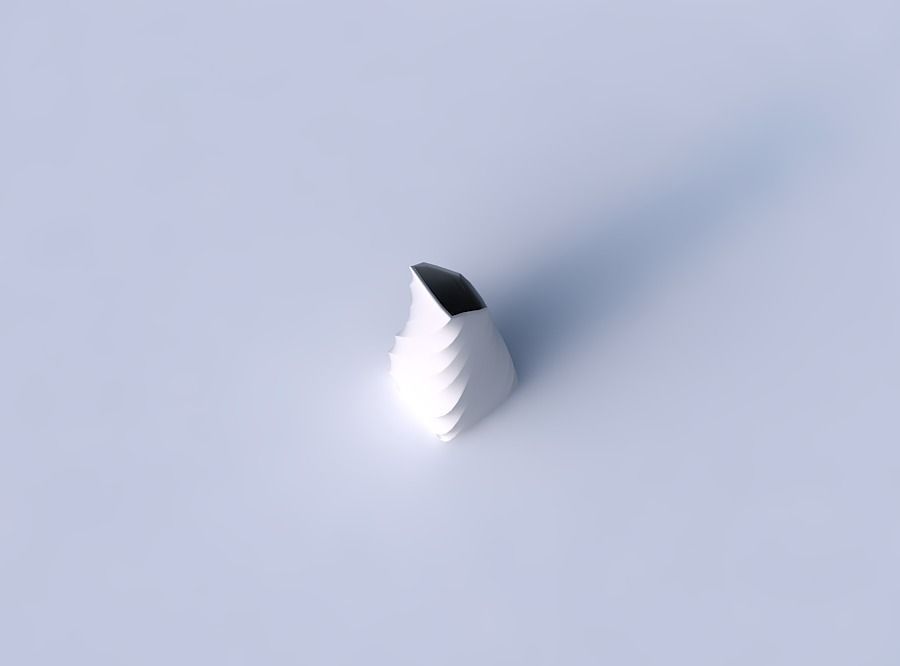 Vase top bent rectanglev with twisted bands 3D print model_2