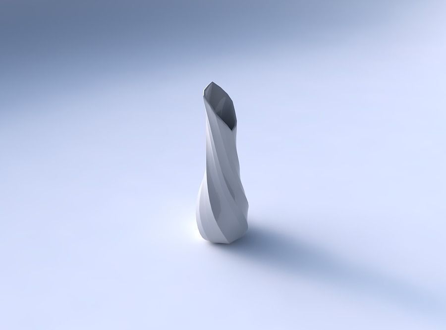 Vase twisted top bent hexagon 2 with bands uniform vertical 3D print model_3