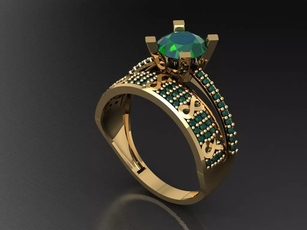 TW004- Diamond ring 3D print model_0