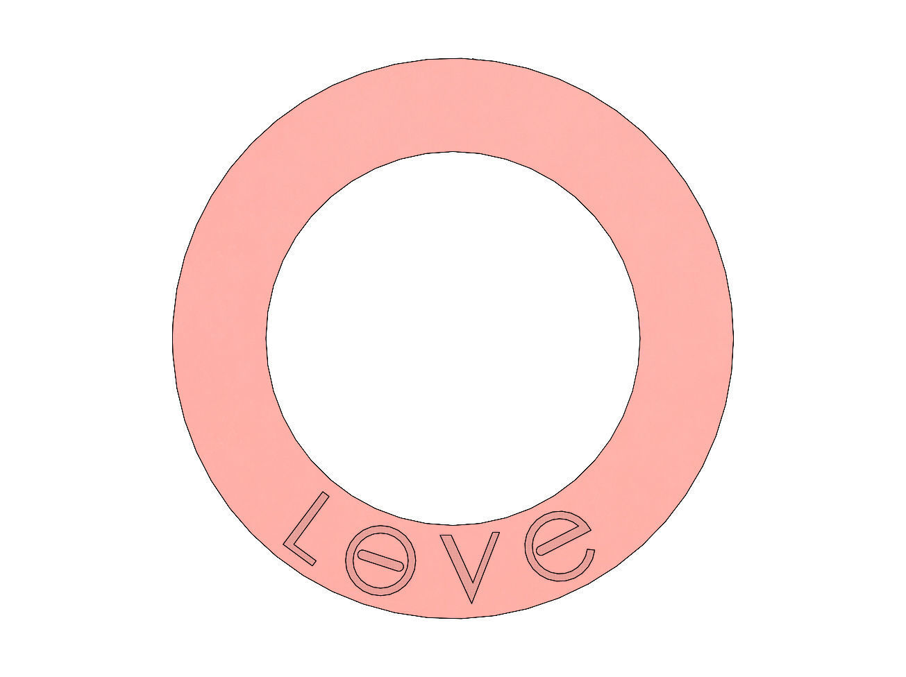 Love necklace with screw design 3D print model_2