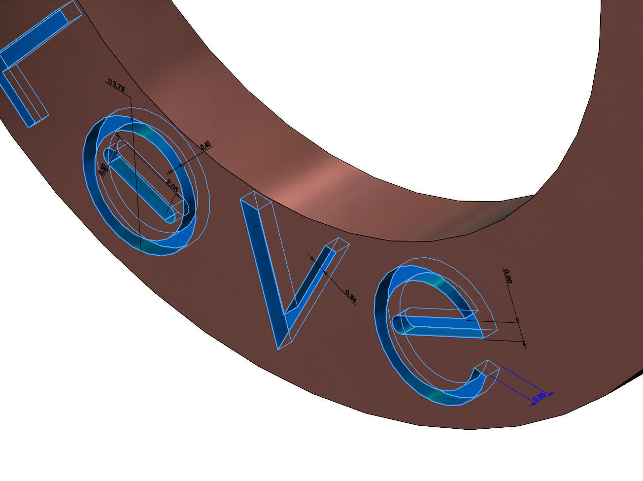 Love necklace with screw design 3D print model_9