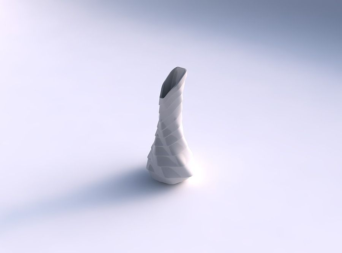 Vase twisted top bent hexagon 2 with horizontal inverted layers