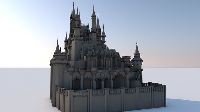 Low Poly Cinderella Disney Castle Landmark Low-poly 3D model 4