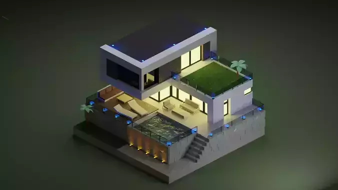 Low poly summer house Free 3D model