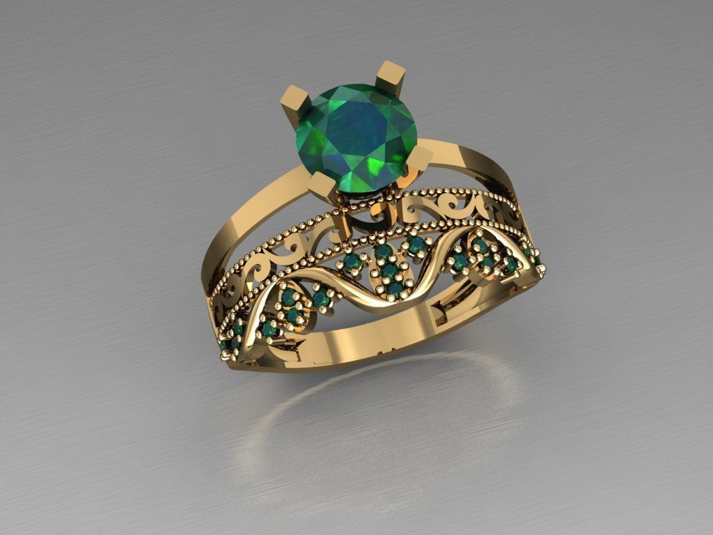 TW017- Diamond ring 3D print model_2