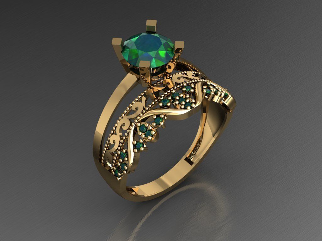 TW017- Diamond ring 3D print model_1