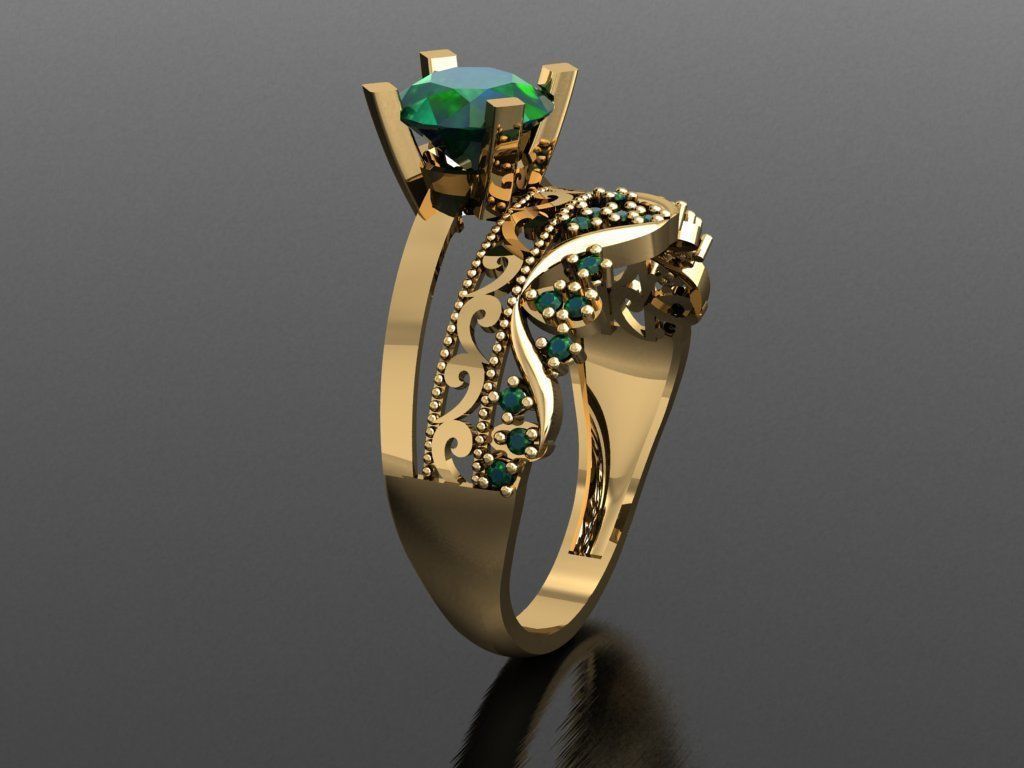 TW017- Diamond ring 3D print model_4