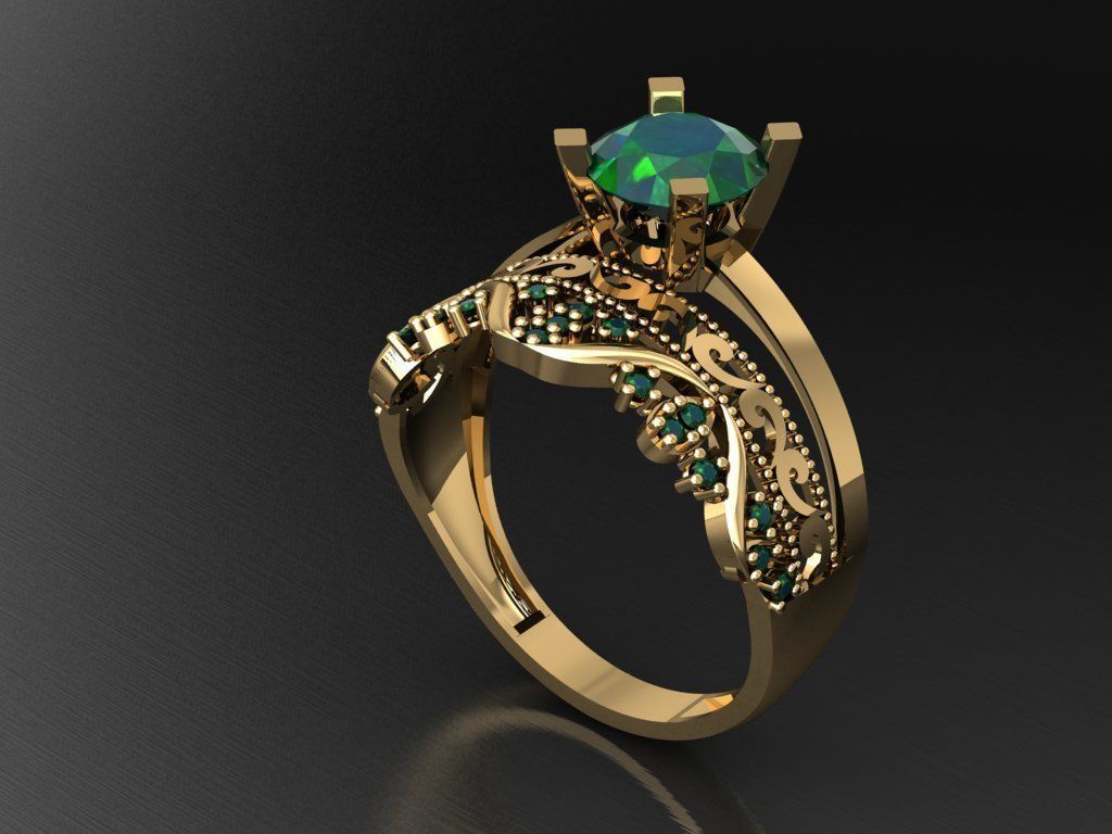 TW017- Diamond ring 3D print model_3