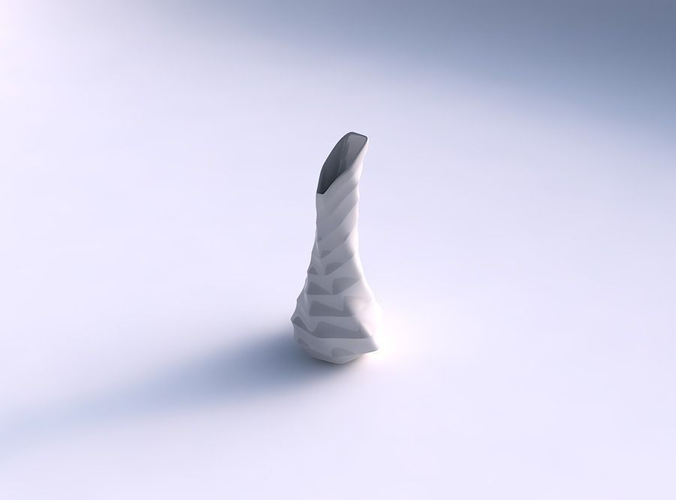 Vase twisted top bent hexagon 2 with small horizontal sections