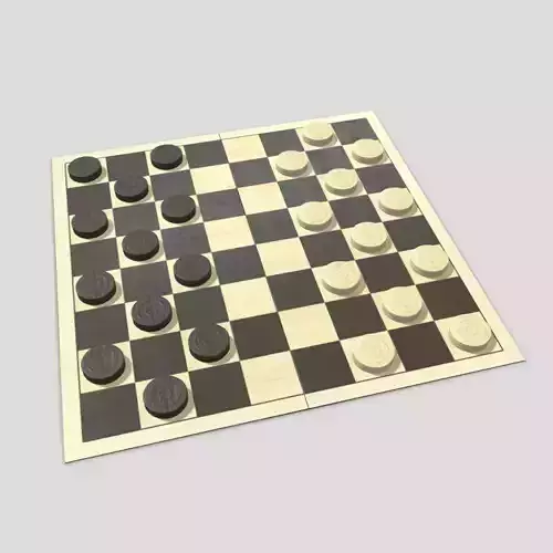 Checkers board with pieces
