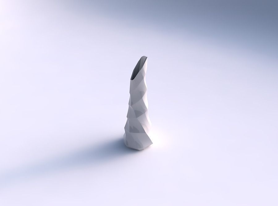 Vase twisted top bent hexagon with curved creases 3D print model